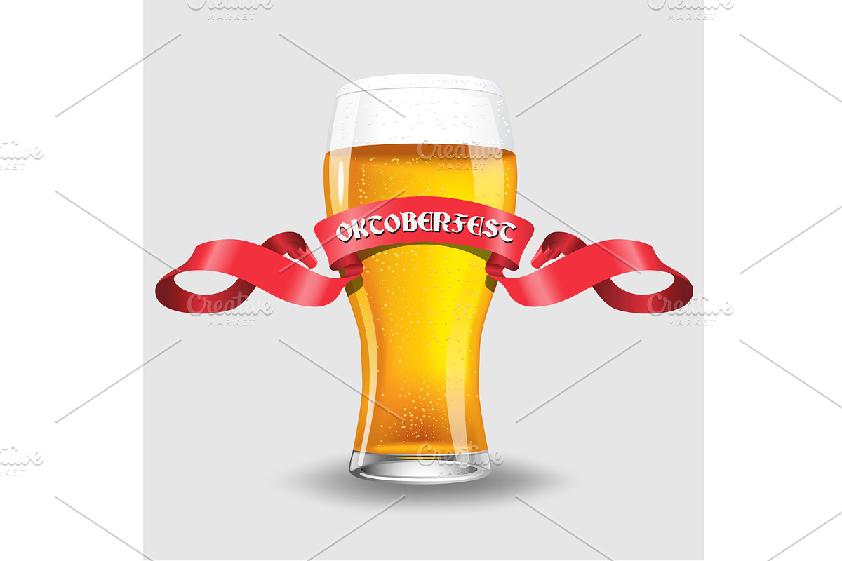 glass of light beer on white, a Food Illustration by piter.goskov