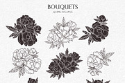 Peonies Line Art SVG, AI, EPS, PNG, a Decorative Illustration by InstaDesignPro (Thumbnail 10 of 12)