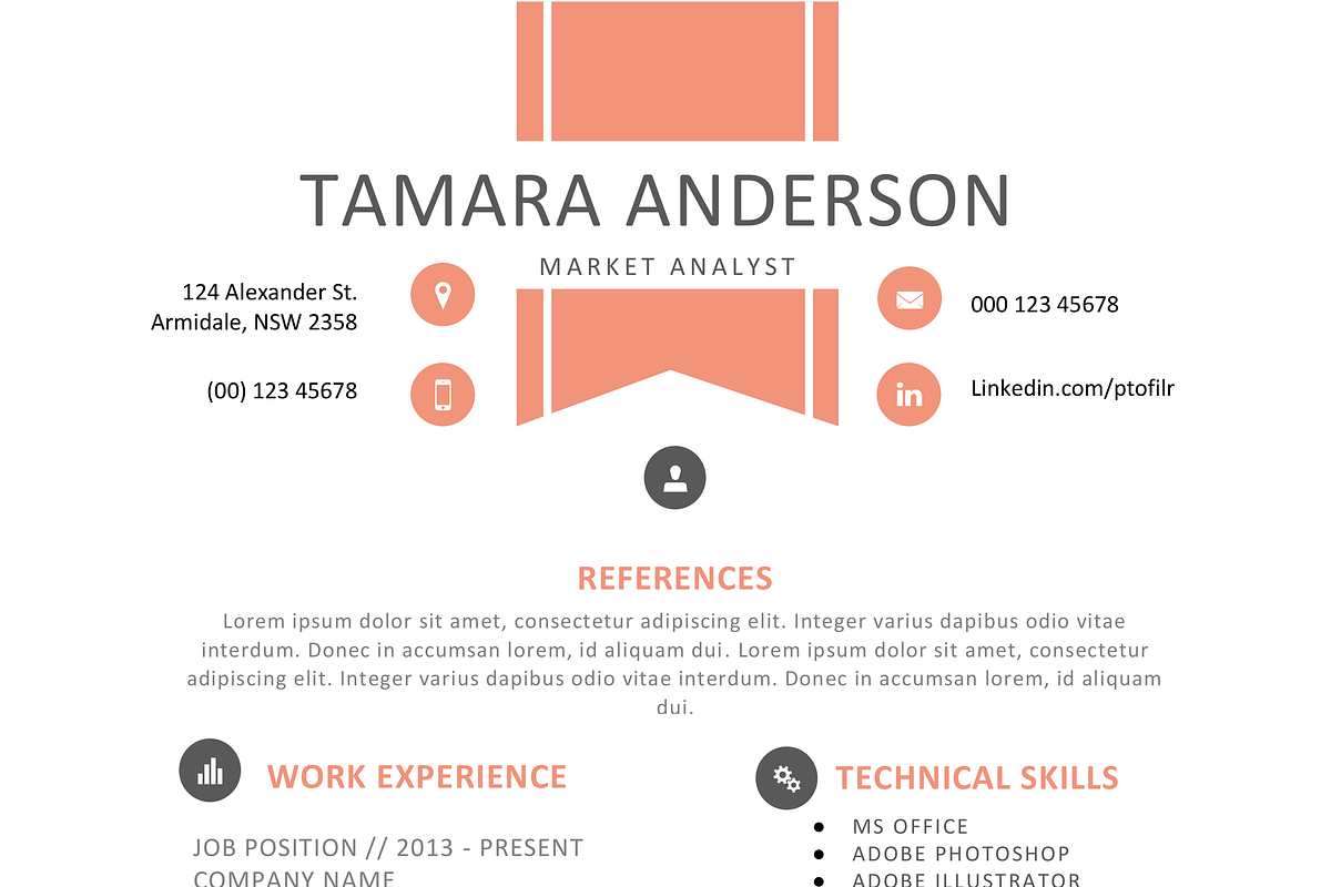 Ribbon 2 in 1 resume for Word, a Resume Template by Inkpower