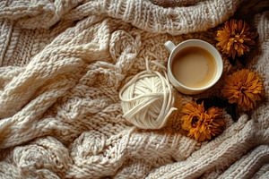 Cozy winter afternoon with warm coff, a Photo by Tanuart