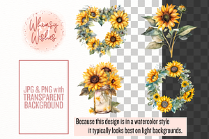 Watercolor Sunflowers Clip Art