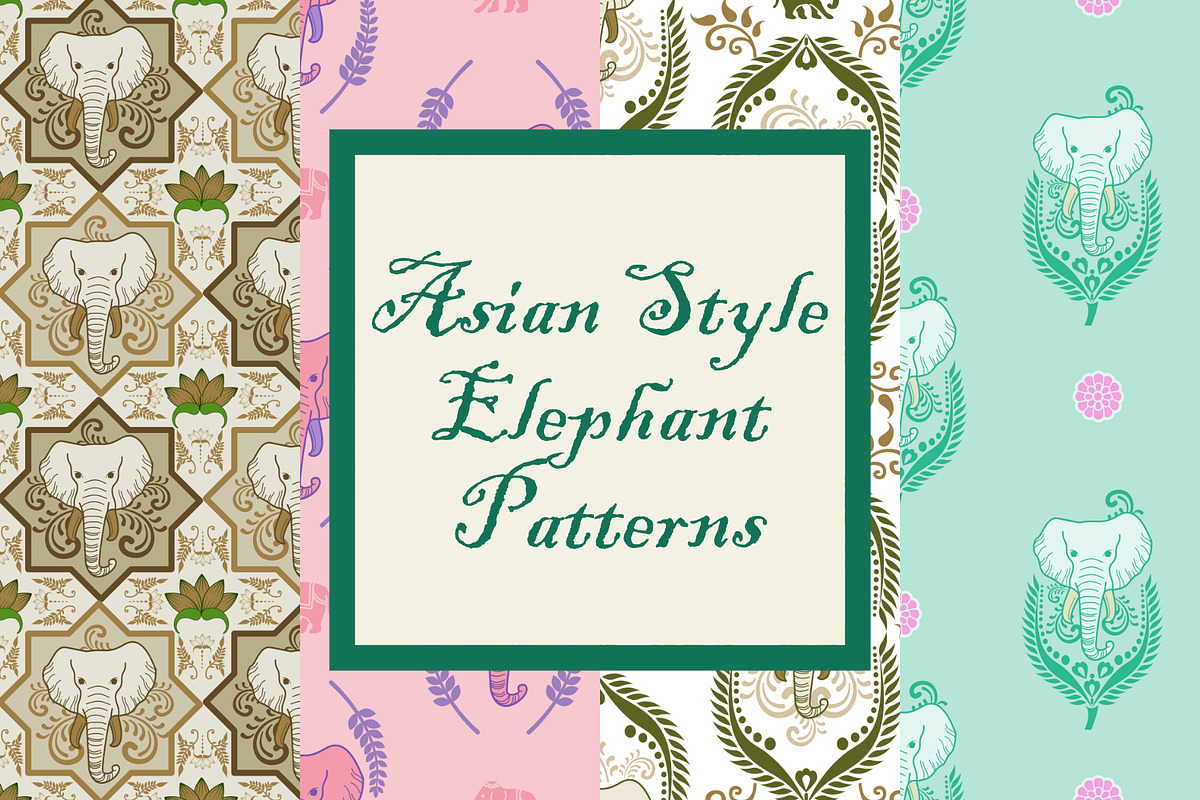 Asian style elephant patterns, a Pattern Graphic by ThaiByGaew (Photo 1 of 3)