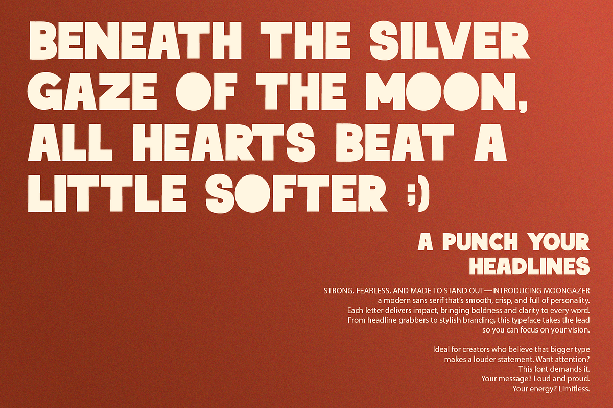 Moongazer Bold Display, a Sans Serif Font by Haps Space (Photo 2 of 15)