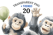 20 Baby Gorilla Clipart, an Animal Illustration by Pati Charm Studio (Thumbnail 1 of 8)
