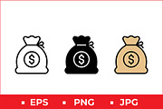 Money Bag Icons, a Solid Icon by Artonix (Thumbnail 1 of 2)