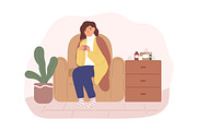 Sick woman at home, a Healthcare Illustration by Good Studio (Thumbnail 1 of 3)