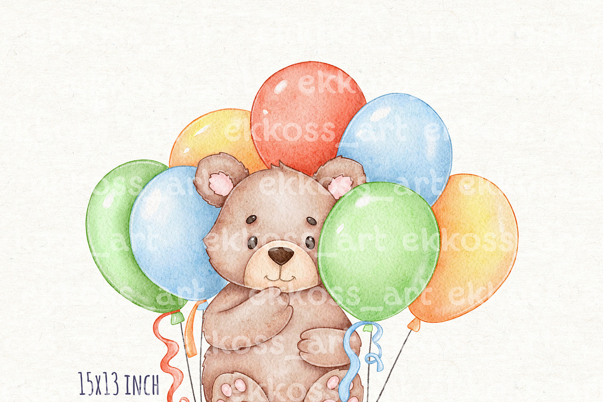 Cute Animals Birthday Clipart, an Animal Illustration by ekossa_art (Photo 4 of 8)