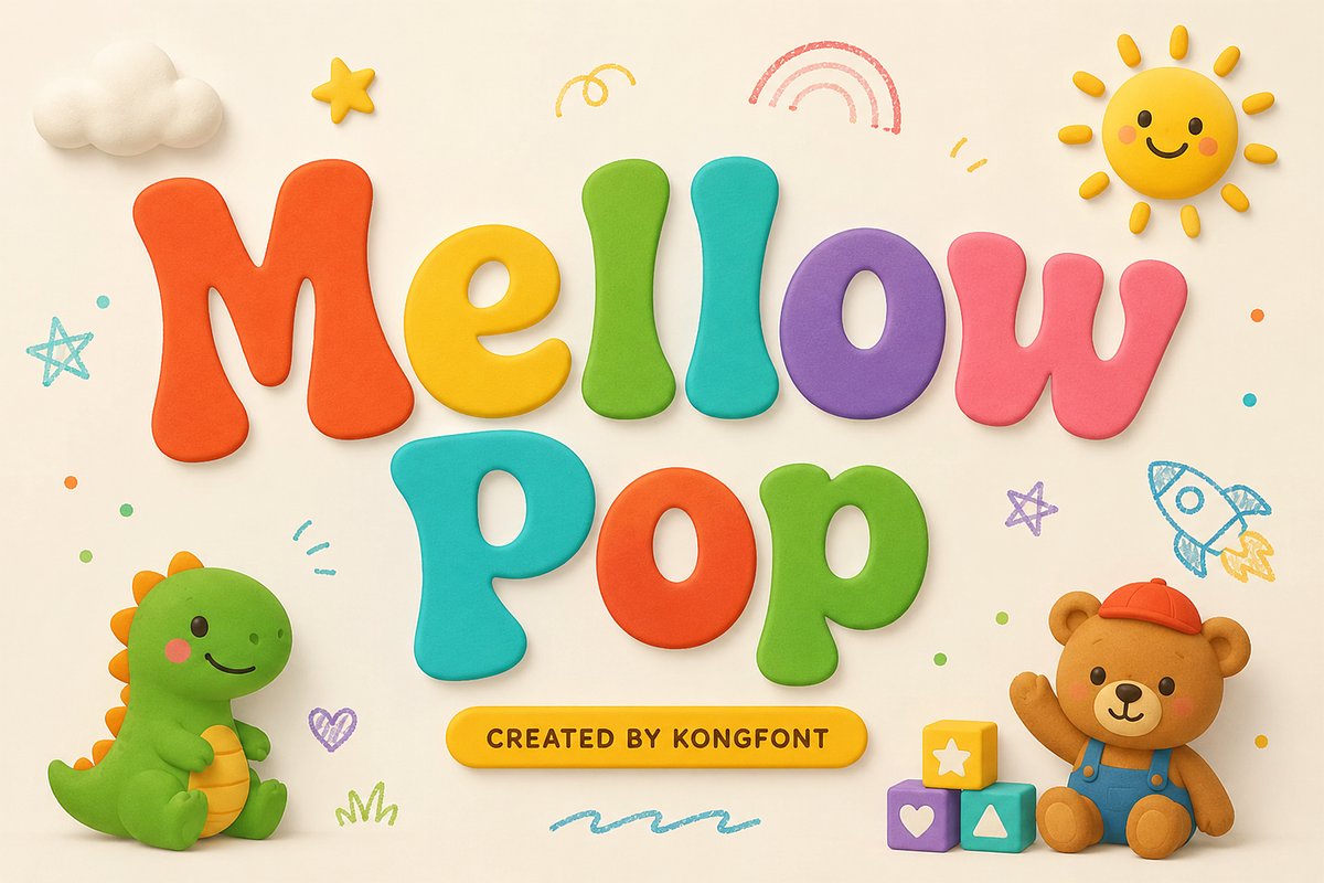 Mellow Pop - Modern Kids Font, a Handwritten Font by overlaytemplates (Photo 1 of 5)