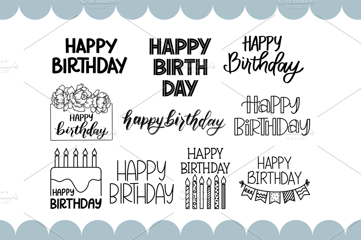 Happy Birthday Procreate Stamps, a Brush Add-On by Design with Mina (Photo 4 of 6)