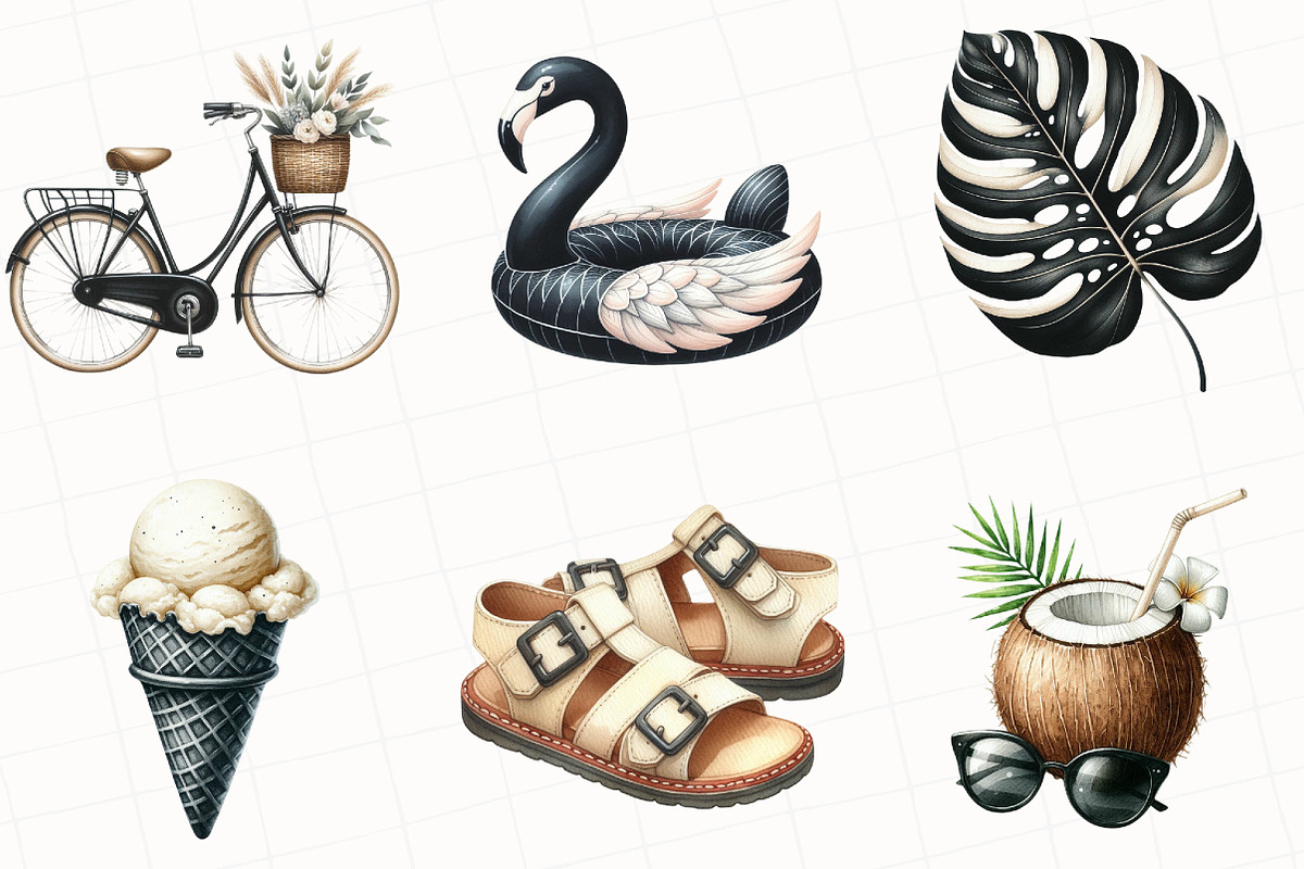 Ivory and Black Hello Summer Clipart, an Illustration by OK Design (Photo 5 of 5)