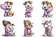 Valentine Cat and Dog Girl Clipart, an Illustration by CraftArtStudio (Thumbnail 5 of 6)