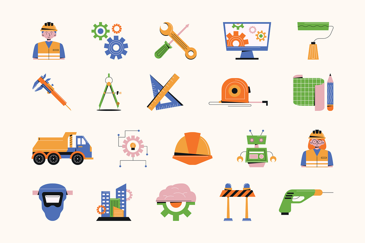Engineering & Tools Illustration Set, an Object Graphic by graphicook ...