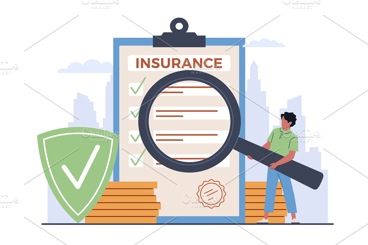 Man looking insurance clauses, an Object Illustration by YummyBuum