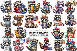 Cartoonish Patriotic Raccoon Clipart, an Illustration by Pixels.Craft