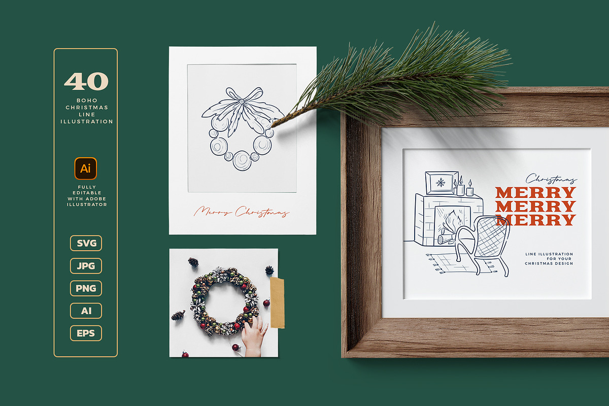 Boho Christmas, a Decorative Illustration by KetteCreate (Photo 7 of 13)