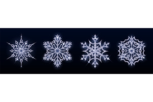 Sparkling silver snowflakes set, an Illustration by art PVP - market