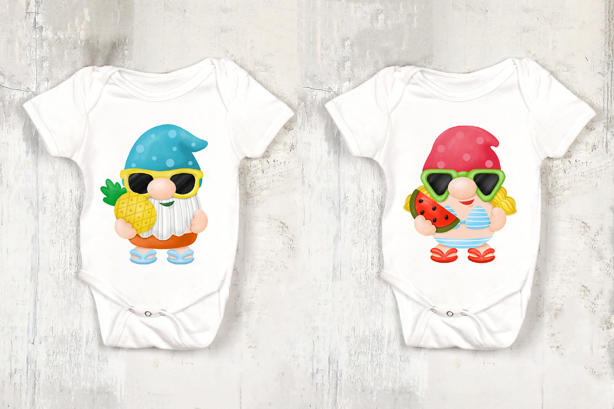 Watercolor Gnomes Summer Beach Clipa, an Illustration by Noey smiley (Photo 7 of 8)