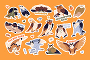 Cute, funny owls sticker pack, an Animal Illustration by PaperTrident (Thumbnail 1 of 3)
