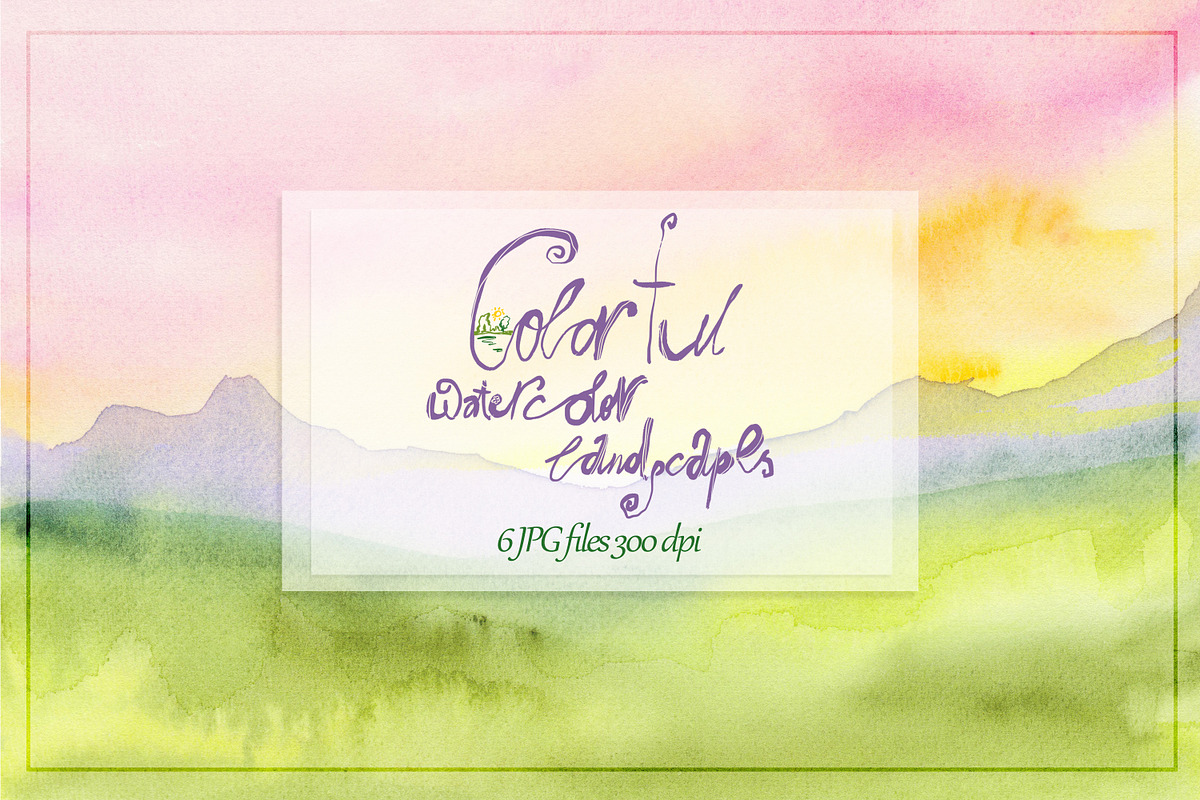 Colorful watercolor landscapes, a Background Graphic by SweetRenieDesigns (Photo 1 of 4)
