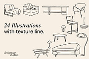 Retro Furniture Illustrations, a Decorative Illustration by ginni illustrations (Thumbnail 2 of 5)