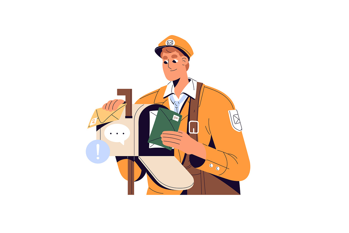 Postmen delivering letters, mail set, a Person Illustration by PaperTrident (Photo 3 of 13)