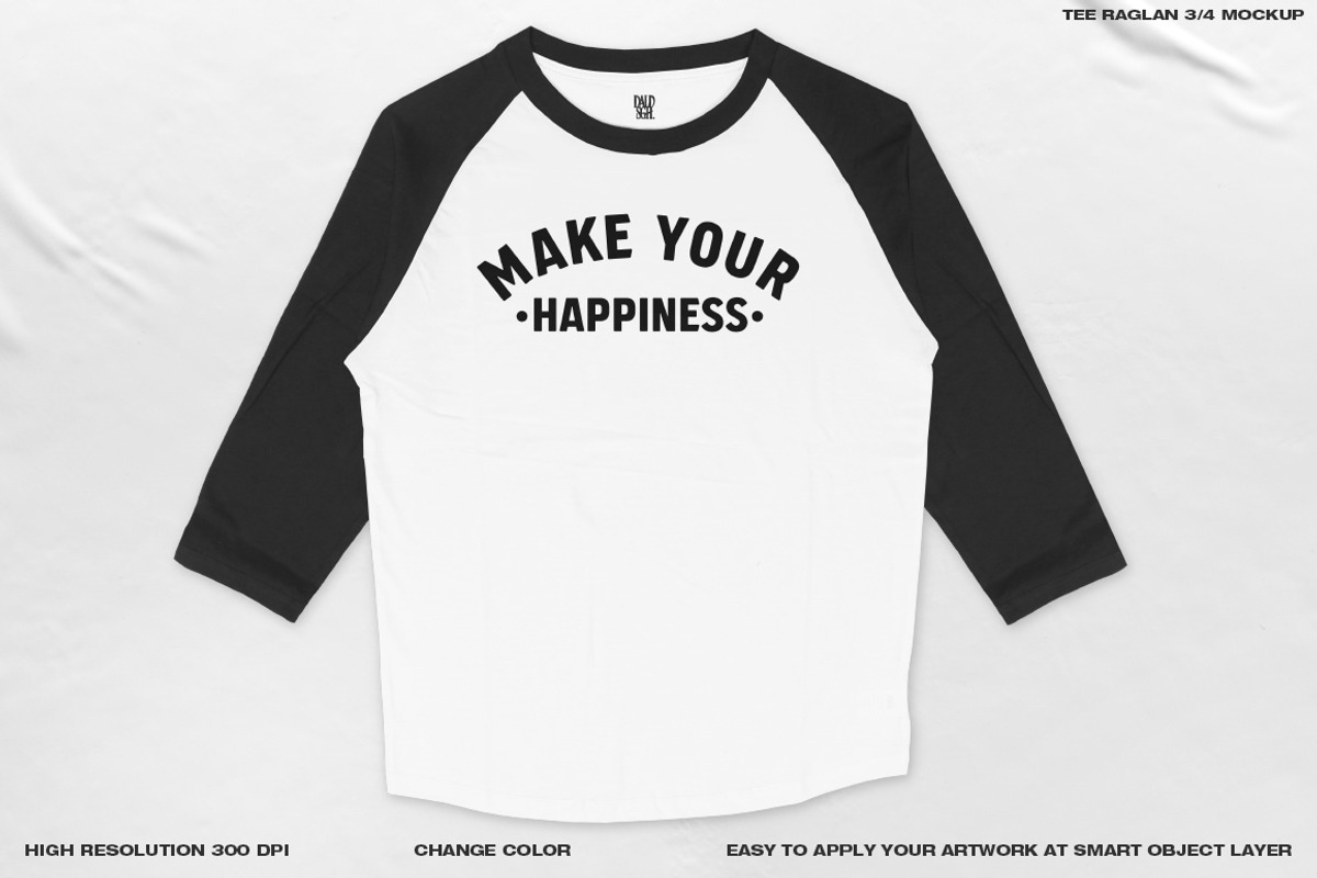 TEE RAGLAN 3/4 MOCKUP, a Shirt Mockup by DaldSgh (Photo 3 of 10)