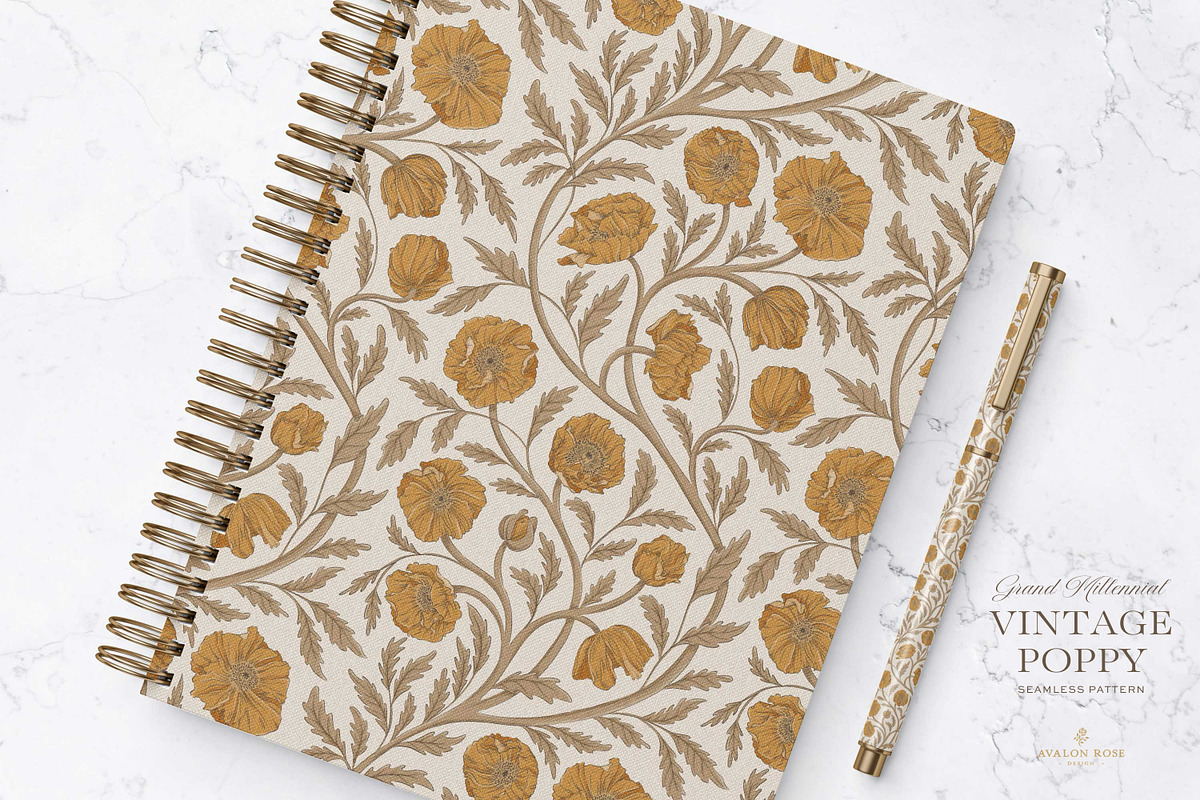 Vintage Poppy Floral Patterns, a Pattern Graphic by Eclectic Anthology (Photo 5 of 13)