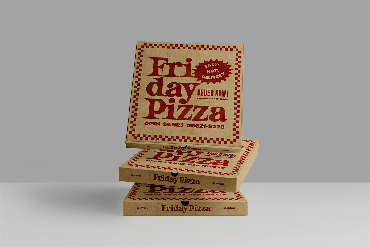 3 Pizza Box Mockup, a Cups & Container Mockup by eezo (Photo 6 of 10)
