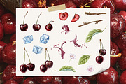 Cherry Watercolor Illustrations, a Food Illustration by Fedulova Art (Thumbnail 2 of 13)