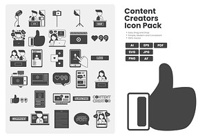 Content Creators Icon Pack, a Solid Icon by erifqizeicon