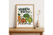 Veggie Party Wall Art Cute Retro, a Background Graphic by LaseredNinja (Thumbnail 4 of 7)