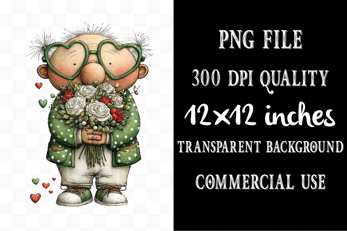 Whimsical Valentine Grandpa Clipart, an Illustration by Designking (Photo 4 of 5)