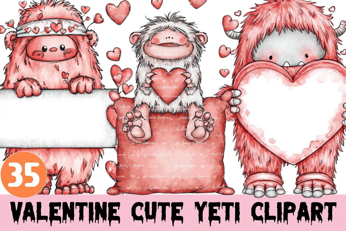 Watercolor Valentine Cute Yeti, a Graphic by CitraGraphics (Photo 1 of 4)