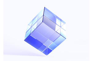 Glass translucent cube, crystal, an Object 3D Model by Marozhkastudio