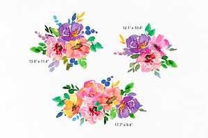 Bright Watercolor Flowers