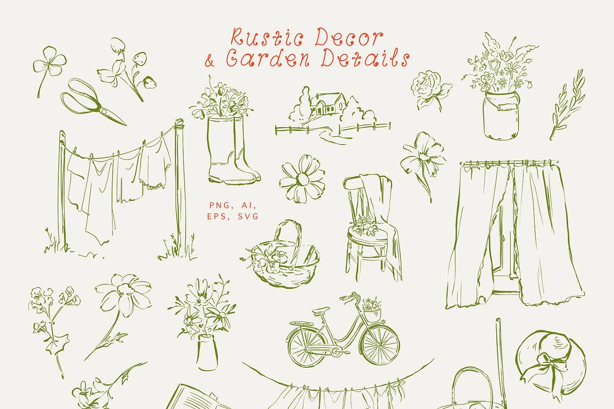 Rustic Living Line Art Collection, an Object Illustration by Eva Gentle (Photo 3 of 12)