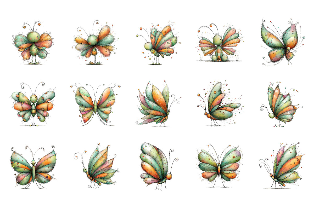 Whimsical spring butterfly clipart, an Illustration by SinaCreation (Photo 2 of 11)