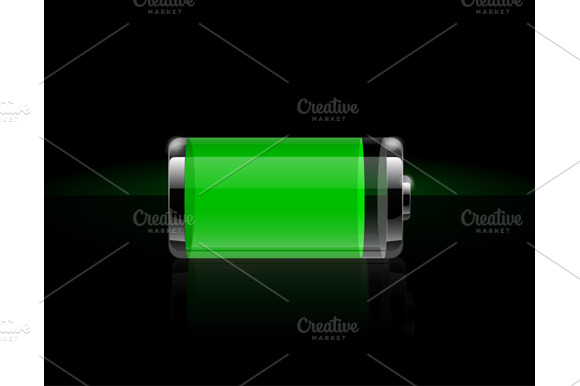 Set glossy transparent battery icons preview 3