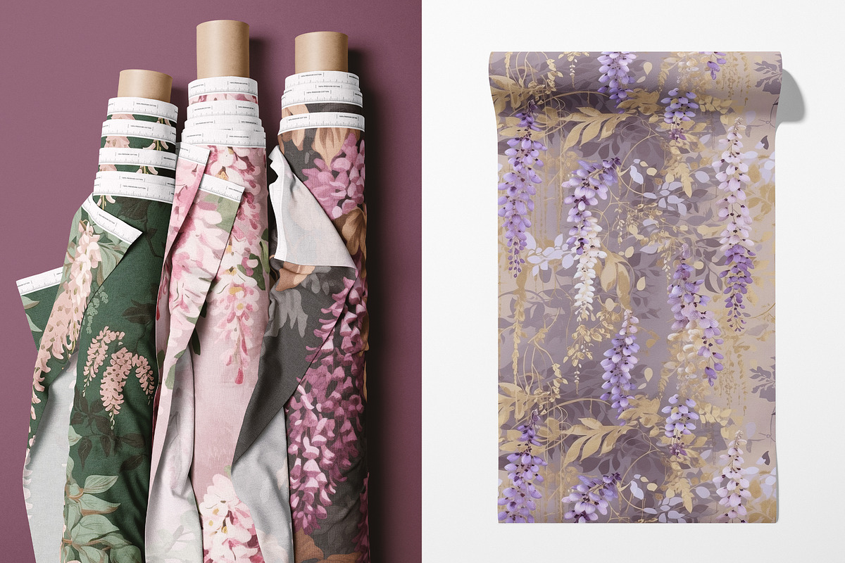 Wisteria Floral Set of 9 Patterns, a Pattern Graphic by Ninterints (Photo 8 of 13)