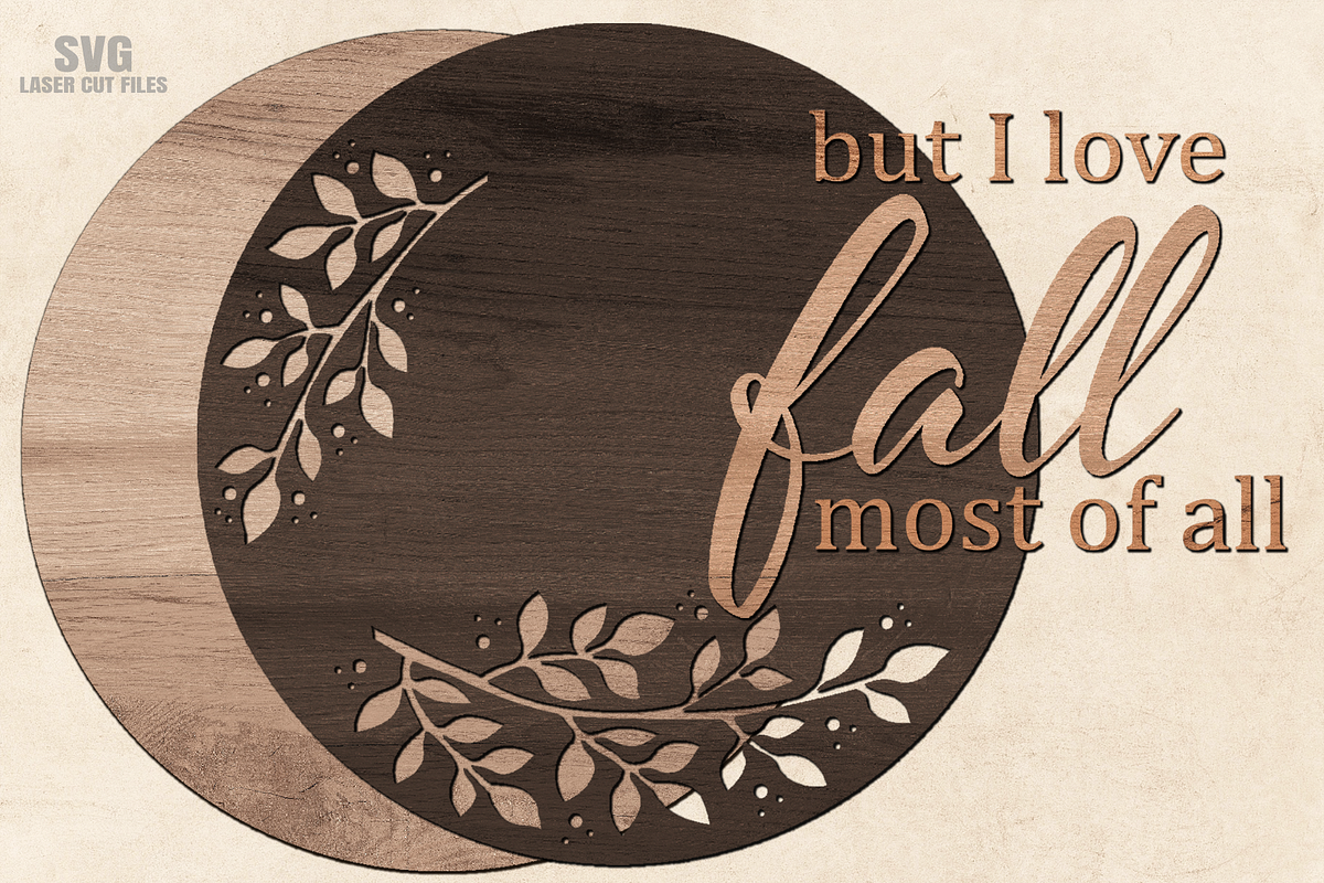 Round Fall Sign SVG Laser Cut Files, a Graphic by Cloud9DesignSVG (Photo 2 of 5)