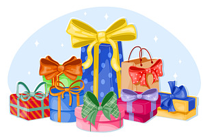 Big pile colorful gift boxes with, an Object Illustration by Vectorbuum