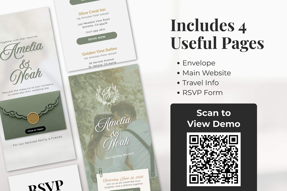 Dusty Green Wedding Website, a Landing Page Template by Everyday Perfection (Photo 4 of 13)