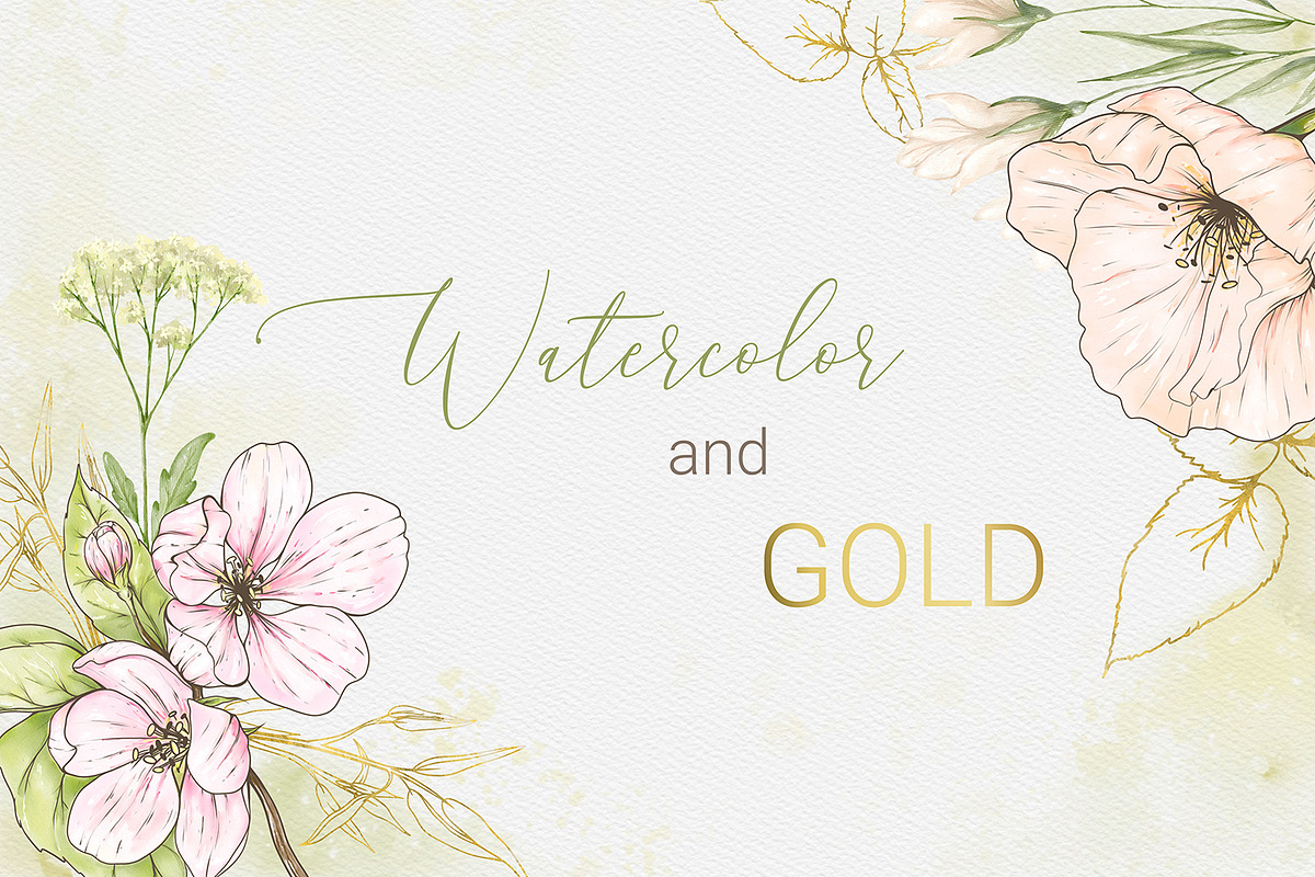 Watercolor and GOLD nature, an Illustration by HmarkaShop (Photo 1 of 4)
