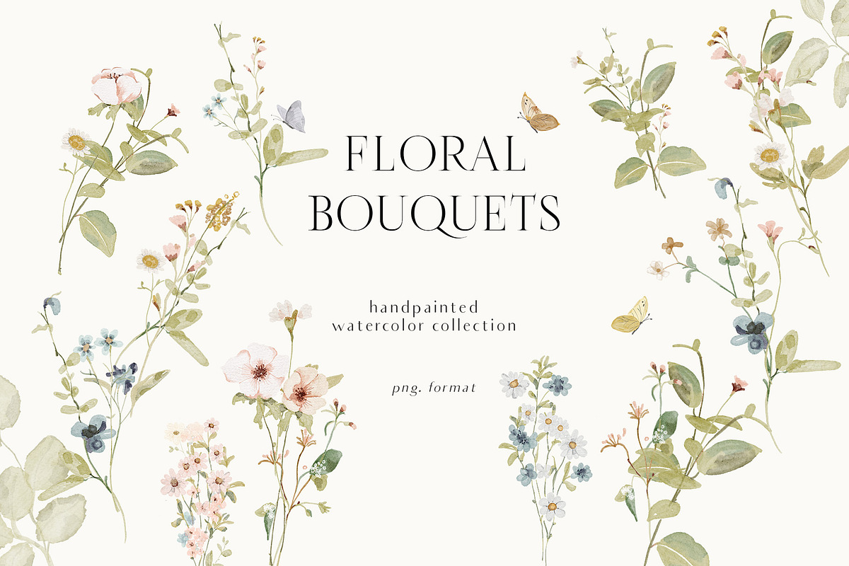 Watercolor Bunny & Wildflowers  set, a Decorative Illustration by Grace Noboa Illustrations (Photo 6 of 11)