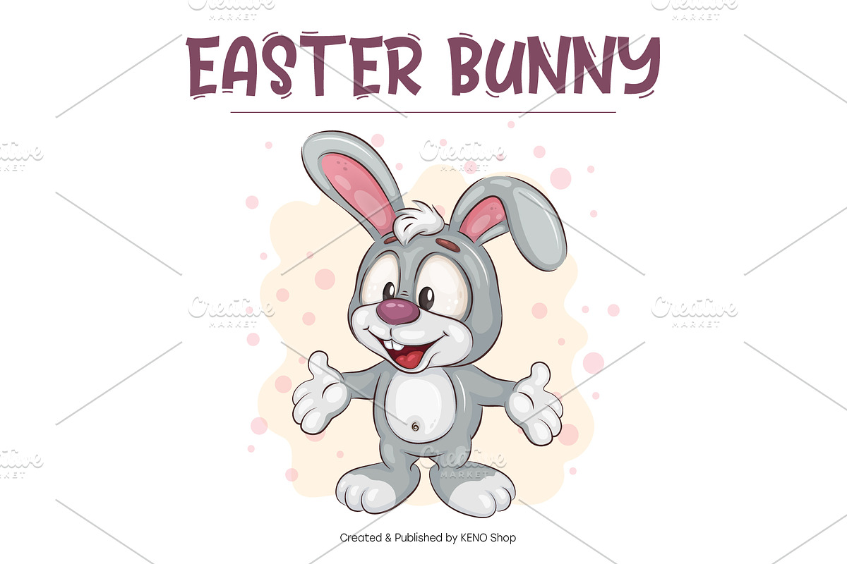 Set of Easter Bunny Image 01.T-Shirt, an Animal Illustration by KENO Mascots (Photo 2 of 7)
