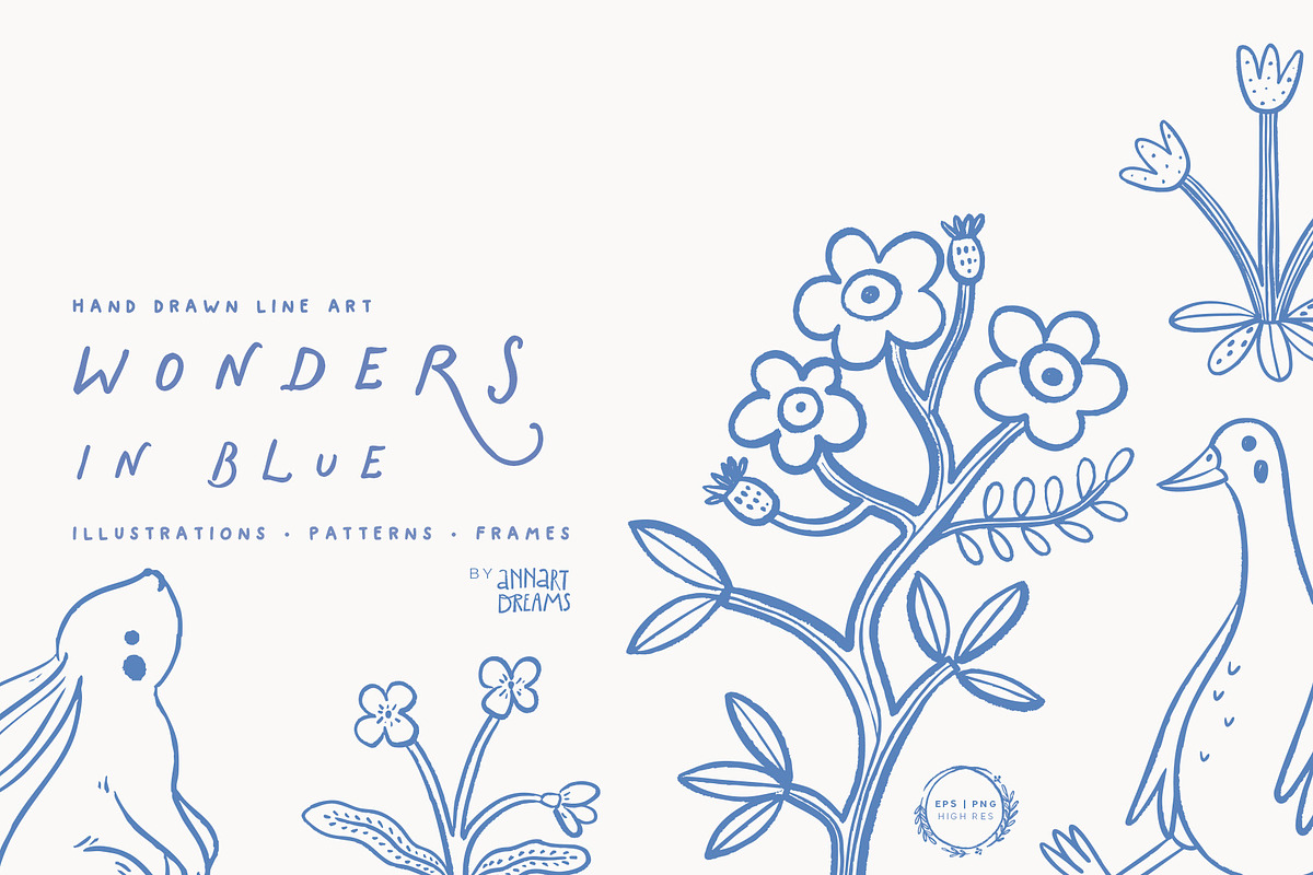 WONDERS IN BLUE. Line art, a Decorative Illustration by annartdreams (Photo 1 of 9)
