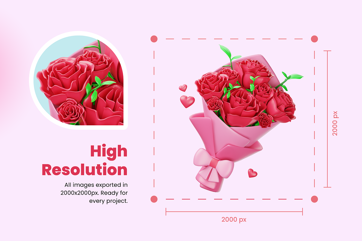3D Love Icons, an Object 3D Model by Flat Icons (Photo 4 of 8)