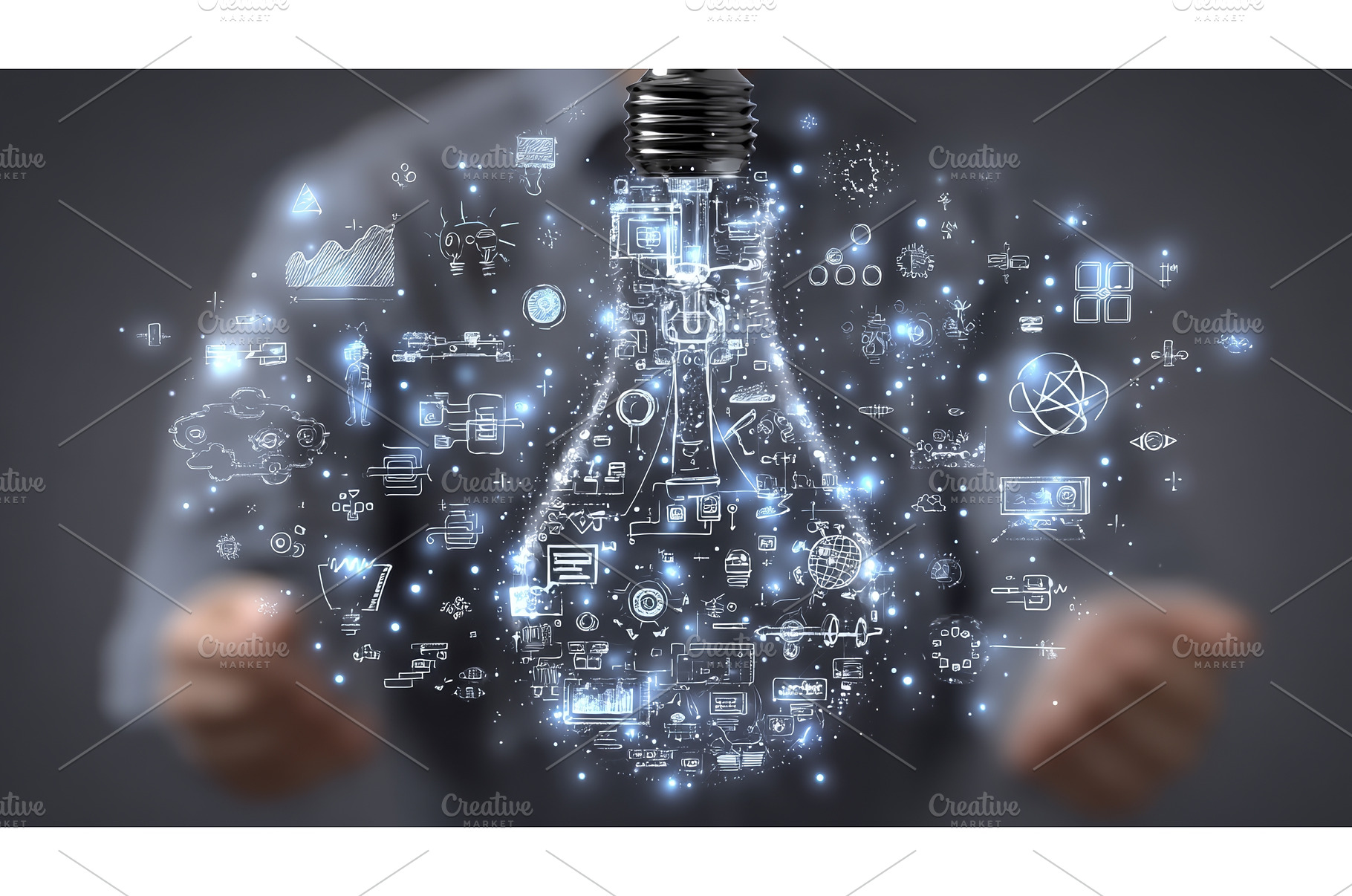 A woman's hand cradles a lightbulb, a Business Photo by ZinetroN