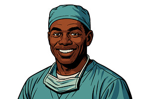 Smiling Surgeon vector illustration, a Healthcare Illustration by AlexArt