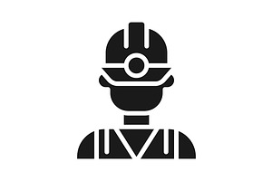 Miner black glyph icon, an Icon by IMG Visuals
